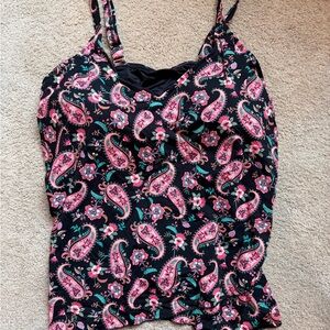 Lands' End Pink Paisley Swim Top